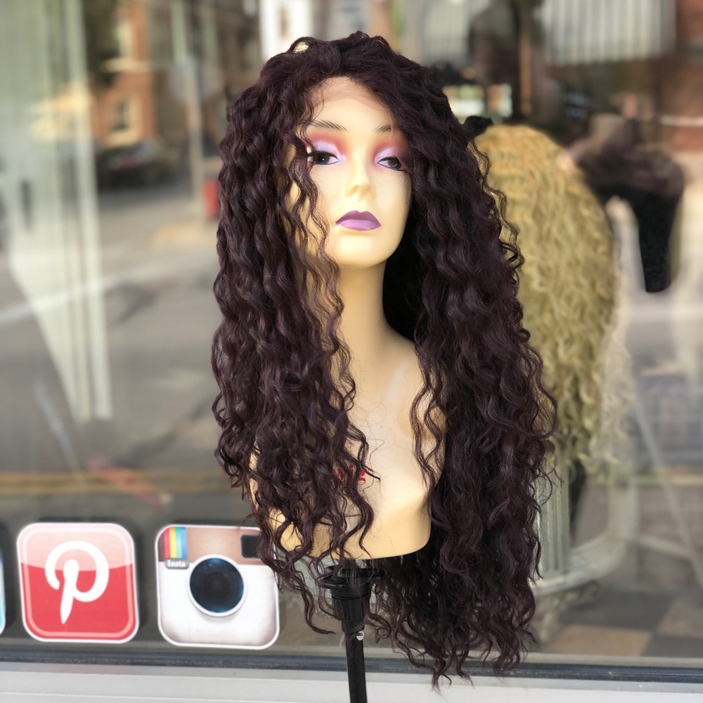 Long Red Wine Curly 5X5Freepart soft Lace … - Picture 3 of 8